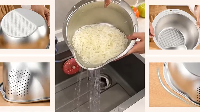 Stainless Steel Rice Washer, Vegetable & Fruit Strainer Bowl Copy title